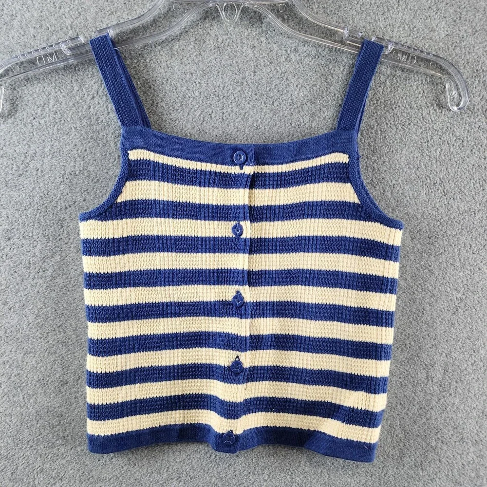 Polo Ralph Lauren Sleeveless Striped Sweater Top&Shorts Set Girls 6X Blue/Cream